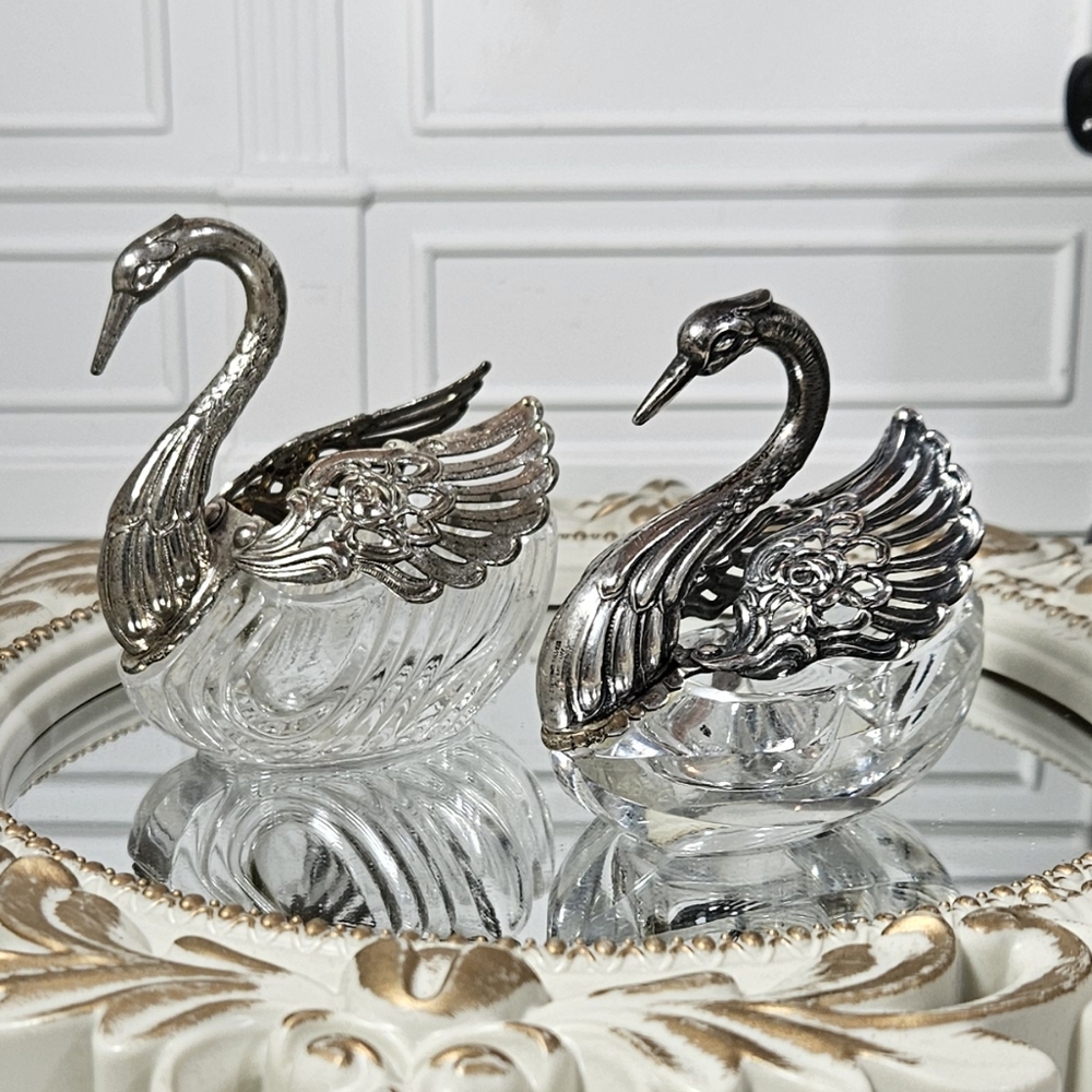 One Silver And Leaded Crystal Salt Cellar And 1 Silver Plated